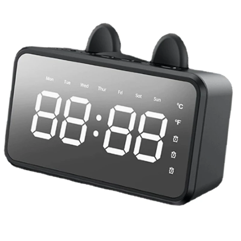 Y51A-Alarm Clock Radio Desk Clock LCD Display Bluetooth-Compatible Music Playing Digital Alarm For Home Office