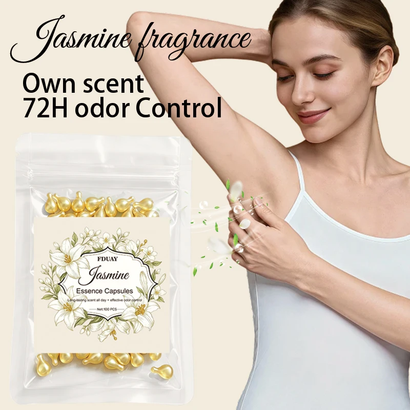 Jasmine Full‑Body Essence Capsules 100Pcs, Lightweight Non‑Greasy Serum Capsules, Delicate Floral Scent for Refreshed Skin