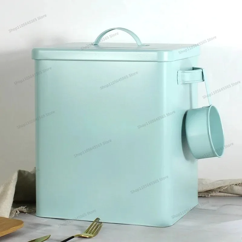 For Large Capacity Iron Drum with Sealing Ring, Kitchen Flour Storage Bin