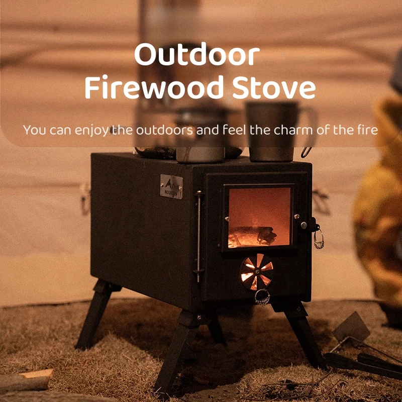 

Outdoor Camping Firewood Stove Firewood Burner Camping Equipment with Detachable Chimney Portable Wood Burning Stove New