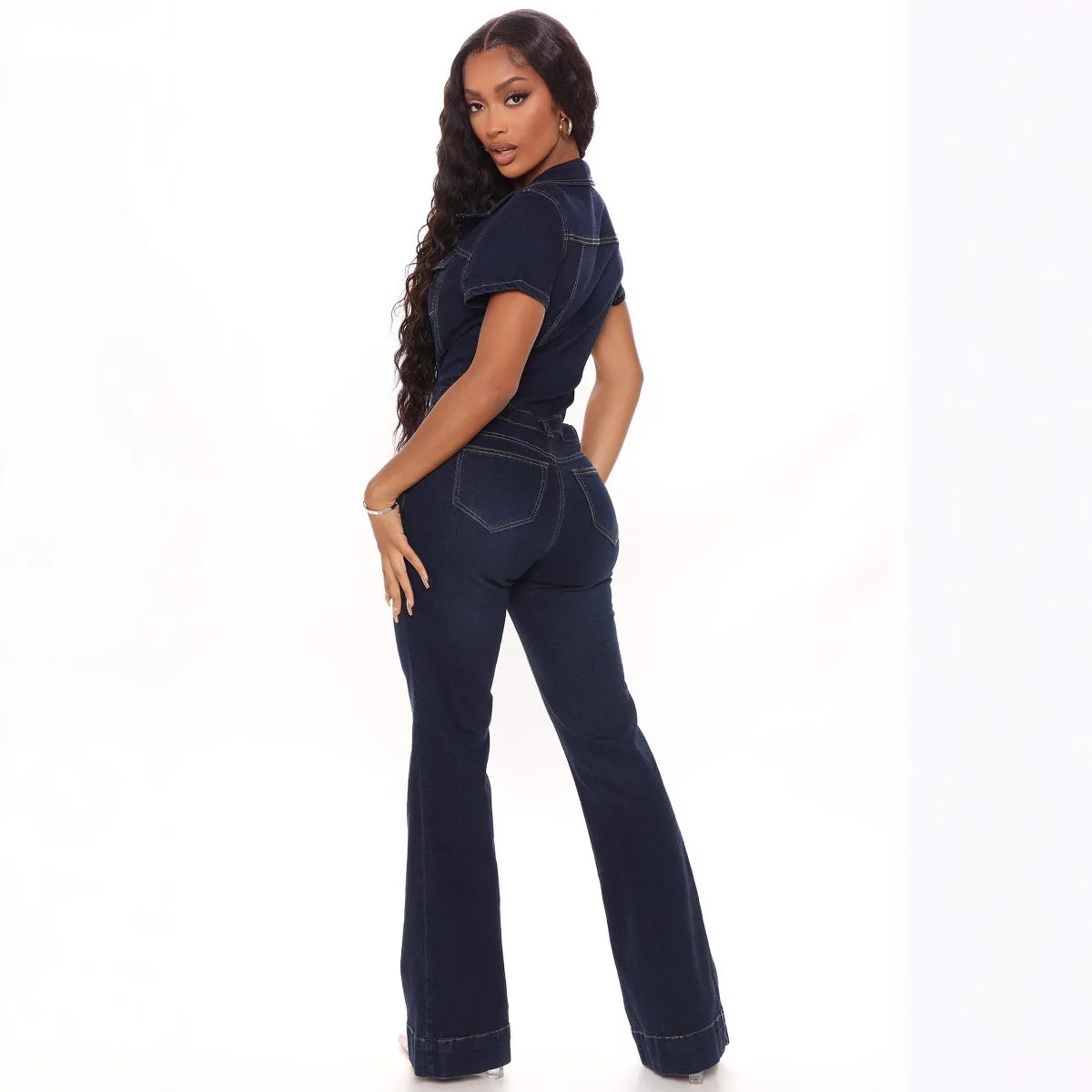 Джинсовые комбинезоны Женские комбинезоны Mom Jeans Цельные длинные брюки Y2k Однобортные комбинезоны с высокой талией Уличная одежда для вечеринок и клубов