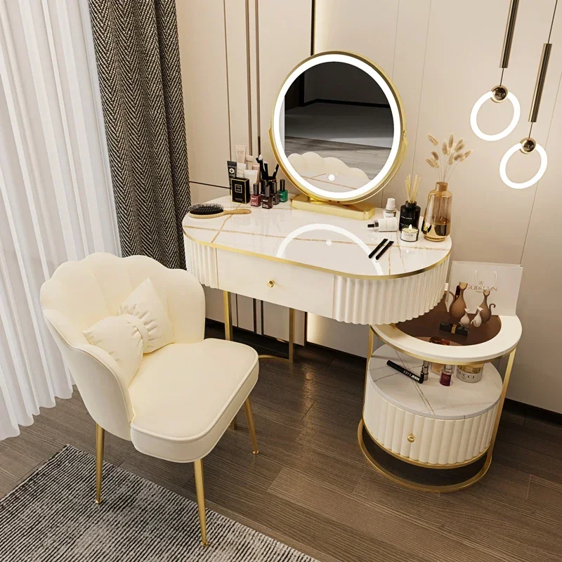 

Glod Cabinet Dressing Table Wood Aesthetic Drawers Storage Dressing Table Essentials Modern Coiffeuse De Chambre Furniture