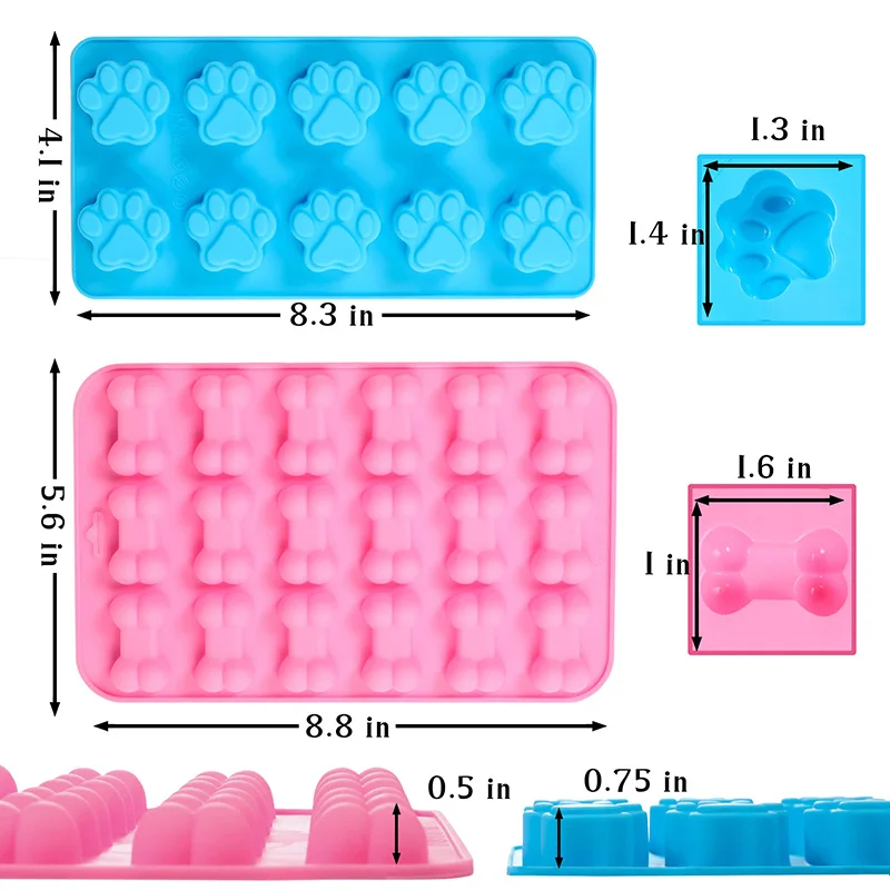 Paw Print Silicone Mold Dog Treat Mold Silicone Dog Cat Animal Paw Mold for Homemade Pet Treats,Soap,Candy Silicone Baking Molds