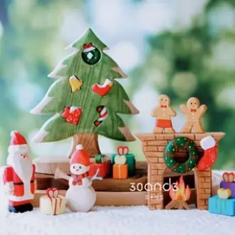 

Christmas Ornaments Handmade Wooden Play House Children's Toys Scene Building Christmas Tree Holiday Decoration Baby Gift