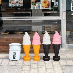 23.6in Giant Statue Simulation Ice Cream Cone Lamp Dessert Shop Decoration 12 Kinds Of LED Color Changing Advertising Lights