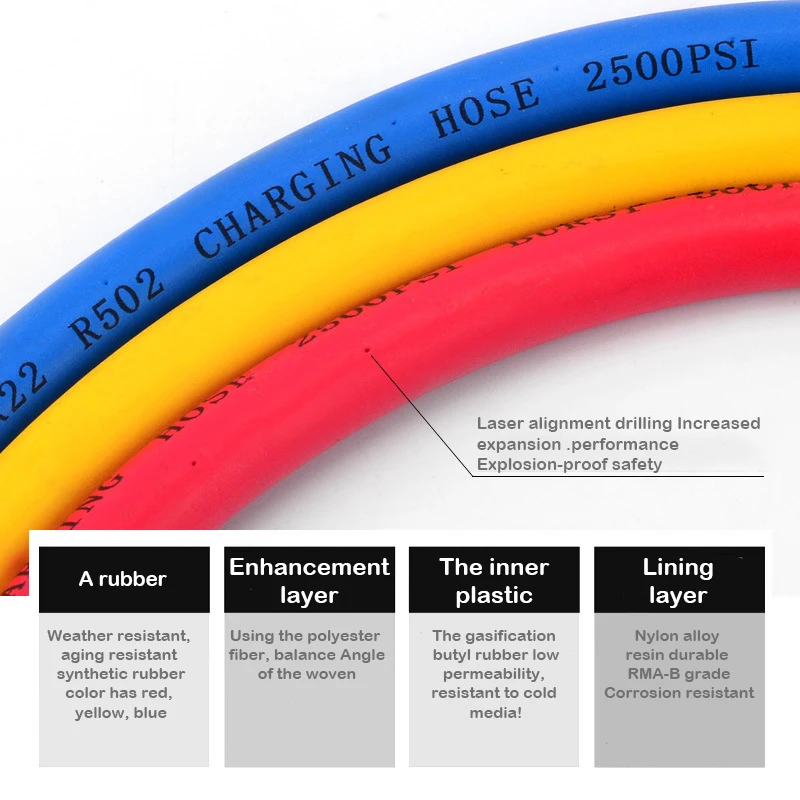 Air Conditioner Charging Pipe R22R134 Snow Refrigerant Test High Pressure 410 Fluorine Filled Hose Accessories Three Colors Gene