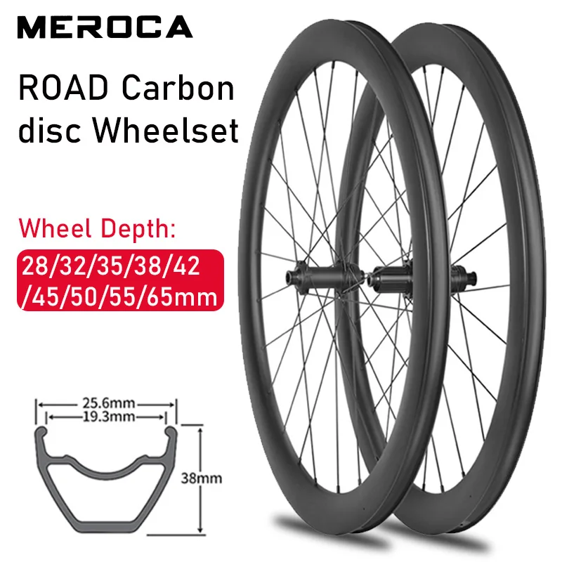 

Карбоновая колесная пара для шоссейного велосипеда MEROCA, комплект карбоновых колес 700C, обод 28, 42, 50, велосипедное колесо с центральным замком для дорожных шин 700x28c