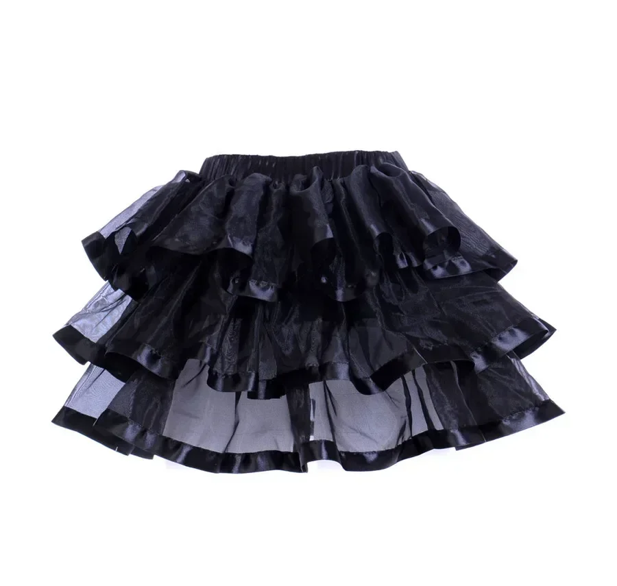 Promotion New Black Mesh Ruffles 3 Layers Adult Women Pettiskirt Tutu Party Dance Mini Skirt Performance Clothes