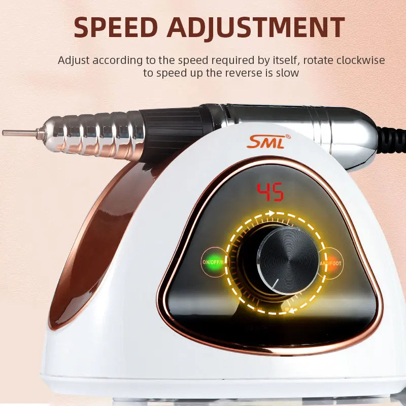 45000RPM Electric Nail Drill Machine Manicure Pedicure Professional Nail Lathe Low Noise Cutters Nail File Kit