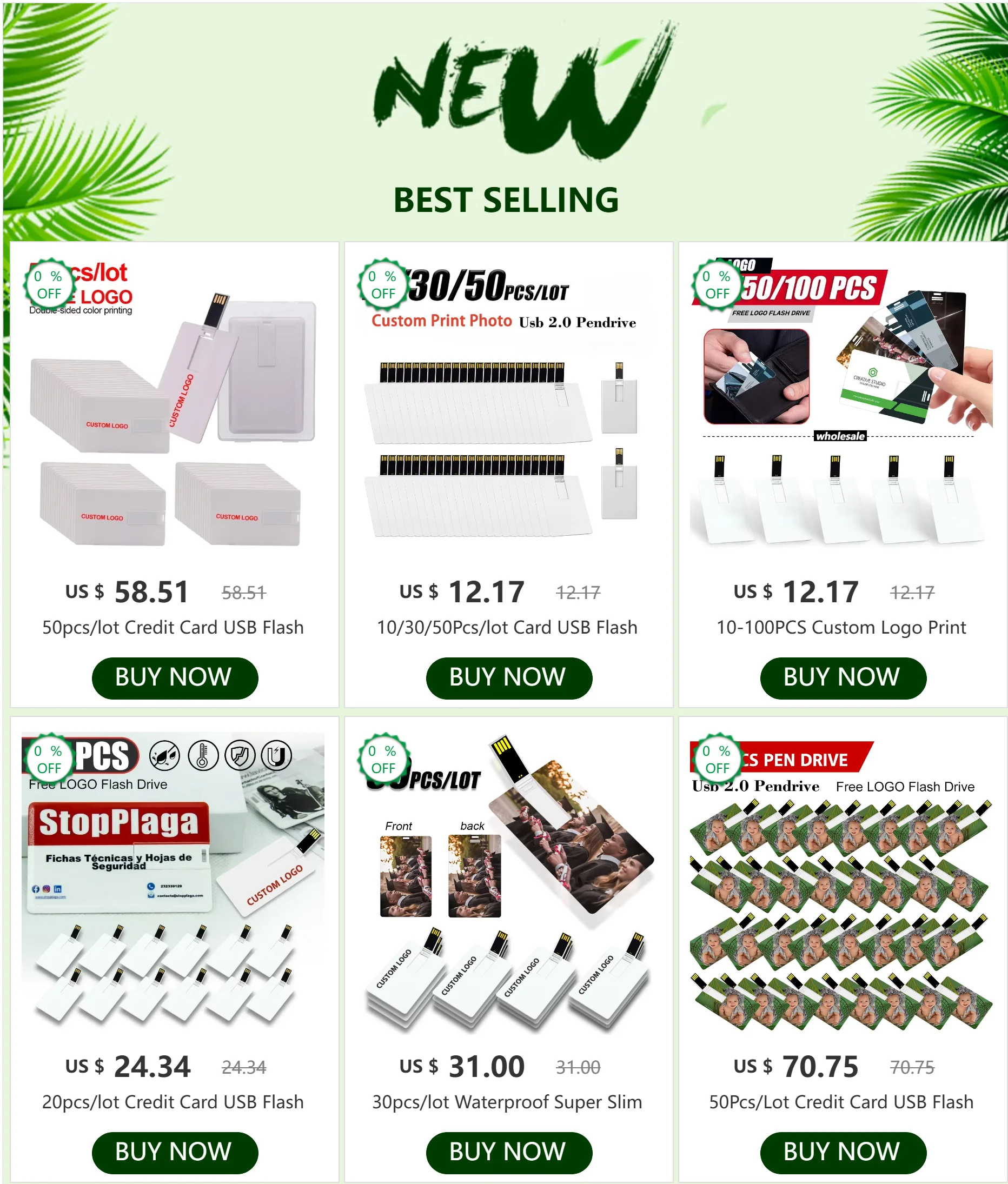 30 Stück/Set Wasserdichter Superflacher Kreditkarten-USB-Stick 4GB 8GB 32GB 64GB Bankkarten-Modell Speicherstick Kostenloses Logo – Detail 1