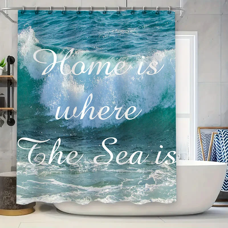 

Занавеска для душа для домашнего декора, водонепроницаемая, волнистая, с принтом океанской волны, настраиваемый размер 24X72 дюйма, доступны сине-белые цвета
