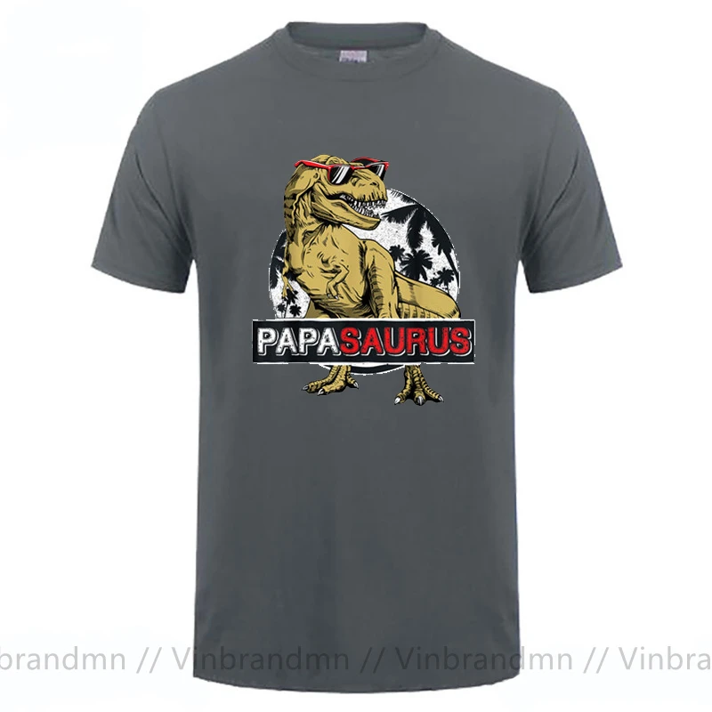 Papasaurus T Shirts T Rex Papa Saurus Dinosaur T-Shirts Men Daddysaurus T Shirt Fathers Day Gifts New Summer Men Loose T-shirt -