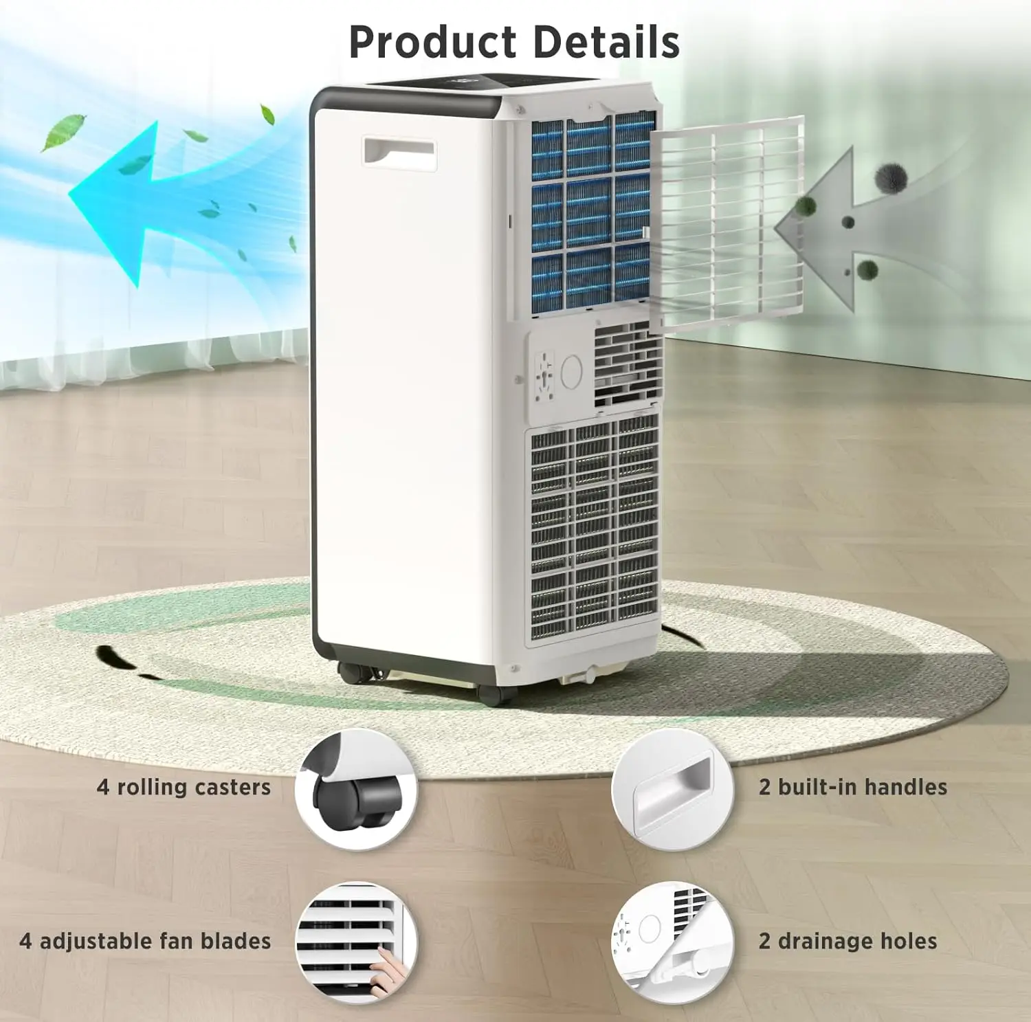 Portable Air Conditioner with Cool Dehumidifier Fan and Sleep Modes, 8,000 BTU, Upgraded, Cool, Up to 350 Sq.Ft, 2024