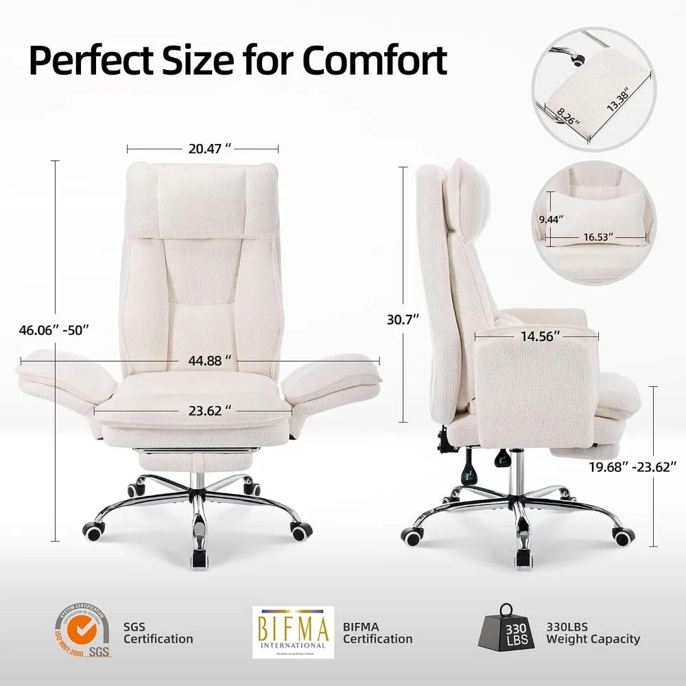 Criss Cross Office Desk Chair with Foot Rest and Flip Armrests for Pets Friendly & Extra Space, Ergonomic Reclining, Customized