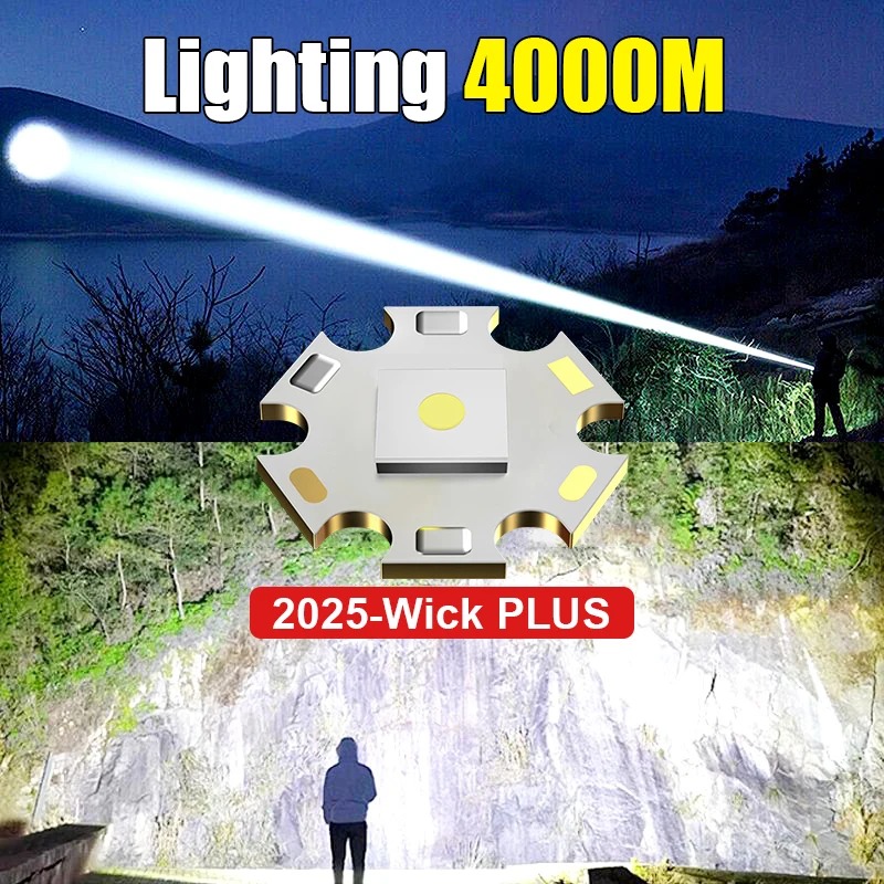 Ultra Powerful Flashlight 1200W Strong Light Rechargeable Flashlight Tactical Lantern Long Range Camping Hiking High Power Torch