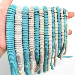 Blue/White Turquoise Stone Natural Stone Beads Flat Round Loose Spacer Beads For Jewelry Making DIY Bracelet Necklace Accessorie