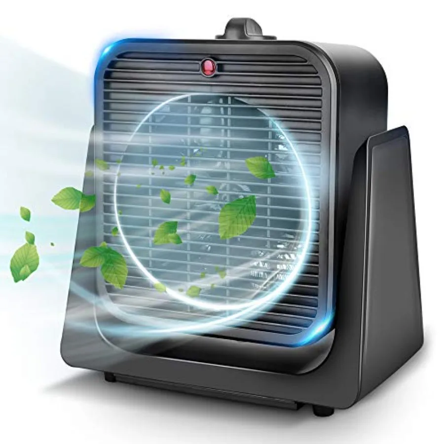 

2 in 1 Fan and Heater Fan Combo Portable Cooling Desk Fan 45 Tilt Air Circulator Fan 2 Wind Speeds Tip-Over and Overheat Protec