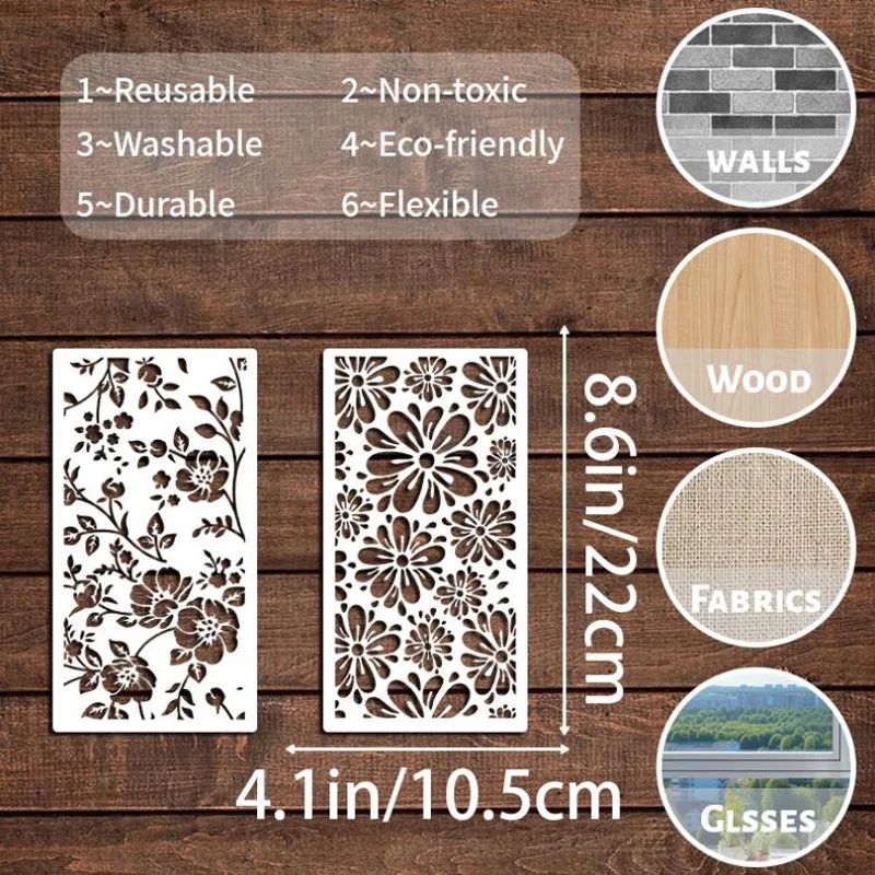 22*10.5cm Geometric Texture Stencil PET Hollow Leak Printing Board DIY Layering Furniture Wall Painting Template Decora Reusable