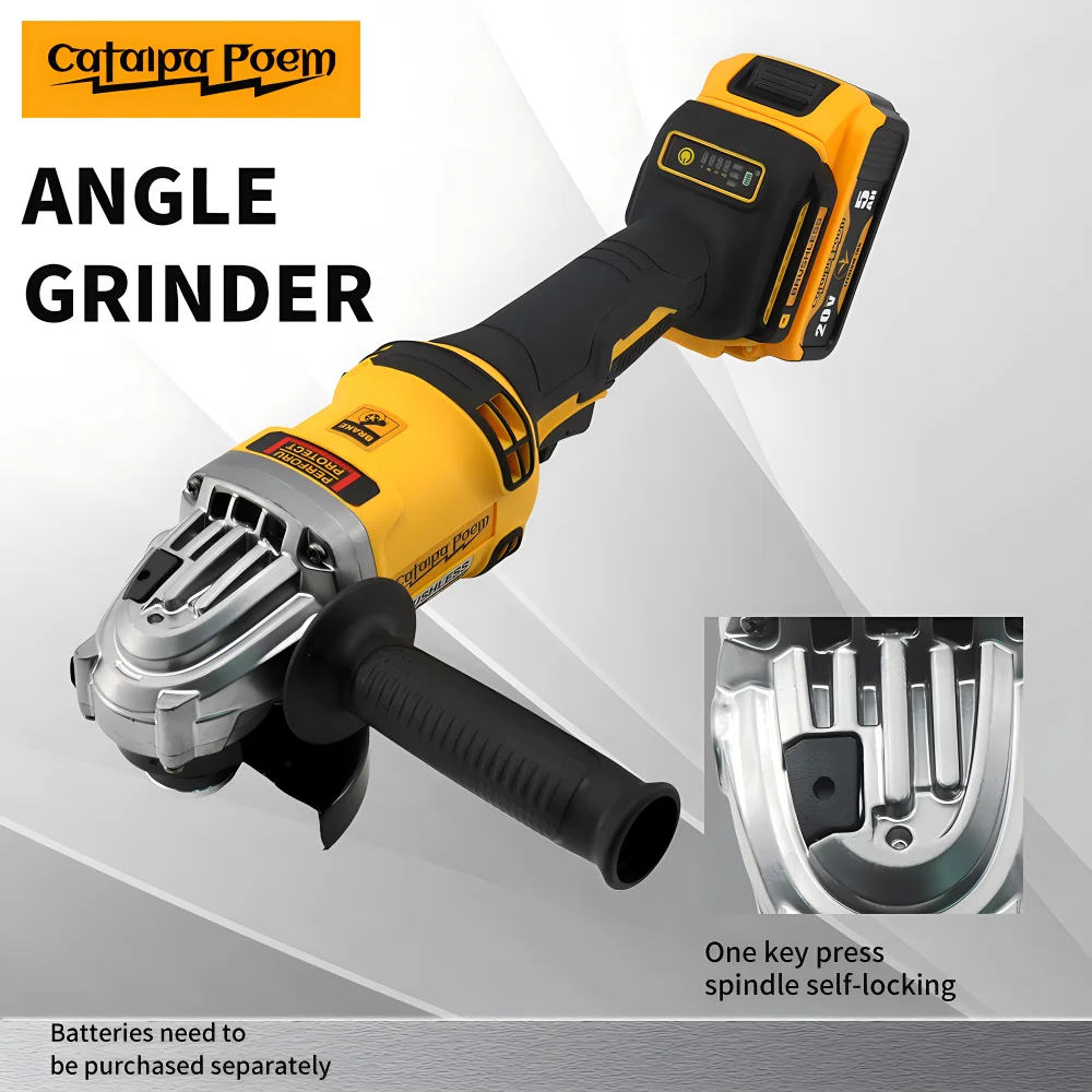 Catalpa Poem ZS414 100 /125/ 150MM Brushless Electric Angle Grinder 4-speed DIY Portable polisher machine Fit DEWALT 20V Battery