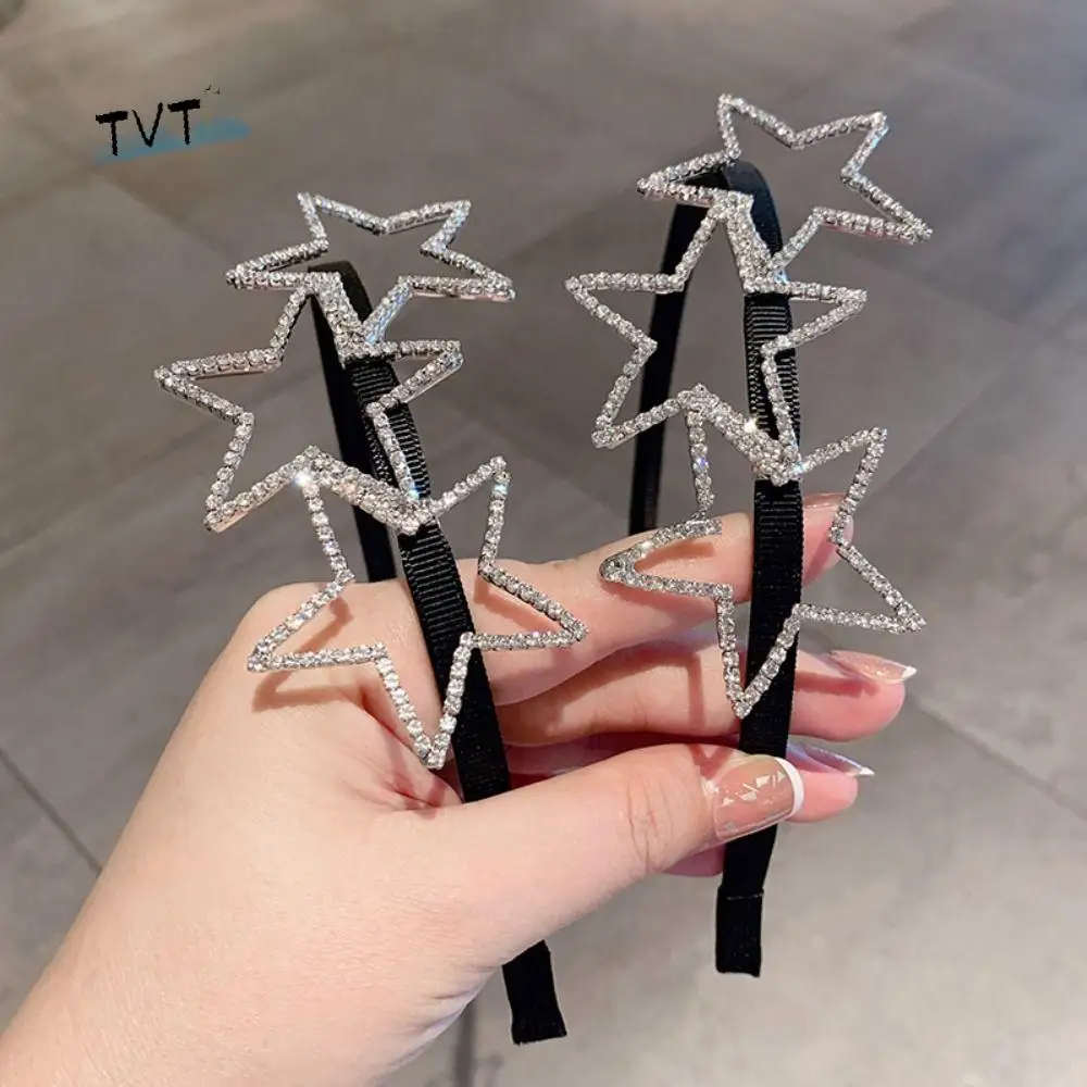 

Sweet Diamond Star Headband Hollow Pentagram Y2K Pentagram Hairband Thin Korean Style Star Hair Hoop Girl