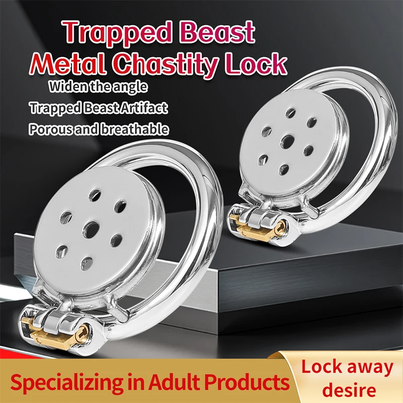 With Lock Metal Male Chastity Cage Male Chastity Device Cock Ring Male Chastity Belt Penis Lock Adult Sex Toys For Men view 2