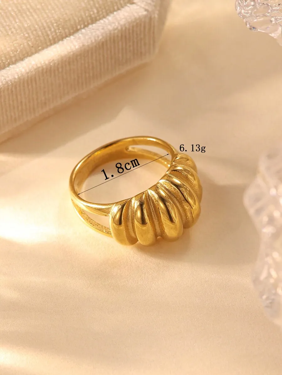 

Stainless Steel Golden Yellow Twisted Design Unisex Ring For Daily Wear Gift