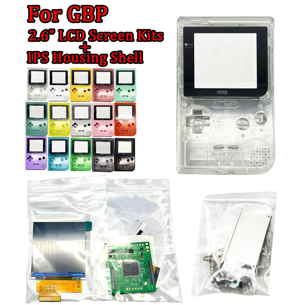 

Original 2.6 Inch IPS Backlight LCD Point to Point Screen Kits With IPS Housing Shell Sets Styles For GameBoy Pocket GBP Console