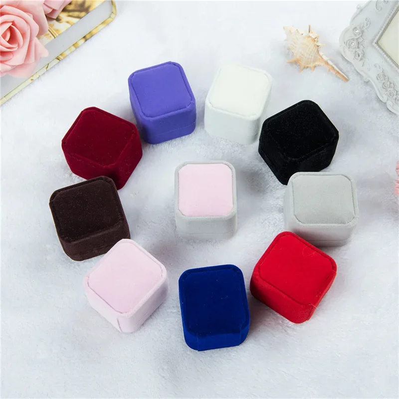 Rounded Flannelette Ring Box Flocking Jewelry Box Ring Stud Badge Storage Box Ring Jewelry Organizer Organizador De Joyas