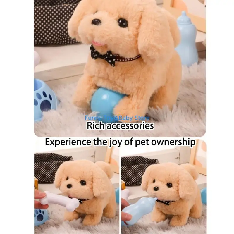 Interactive ไฟฟ้าตุ๊กตาสุนัขของเล่นจำลองสัตว์เลี้ยงยกของเล่นเสียงและการเคลื่อนไหวสำหรับเด็กปลอดภัย Pretend Play C90B