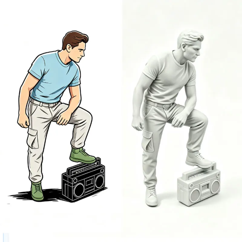 1/24 Resin Modern Casual Man Model with Boombox Figurine  Hobby Unpainting Ornament 1492