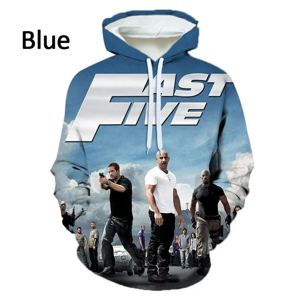 2022 New Fashion Men's Street Style Cool Sports Hoodie Fast and Furious Pattern 3D Printing Hoodie