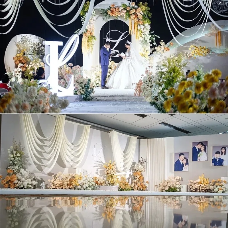 Customized Size Wedding Ceiling Centerpieces Decoration Wave Curtain Party Stage Hall Hanging Cloth Many Colors Available