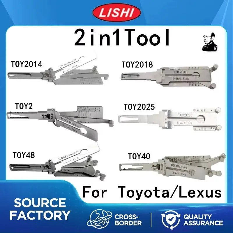 Lishi 2-in-1 Locksmith Special Tool for Toyota Lexus TOY2 TOY40 TOY48 TOY2014 TOY2018 TOY2025 - Door Trunk Ignition Locksmith To