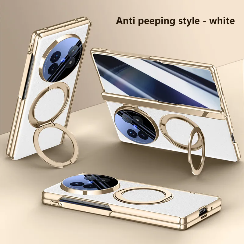 

Rotation Bracket Leather Case For Vivo X Fold5 Fold 5 5G Magnetic Suction 2-in-1 Fold Hinge Protective Cover With Tempered Film