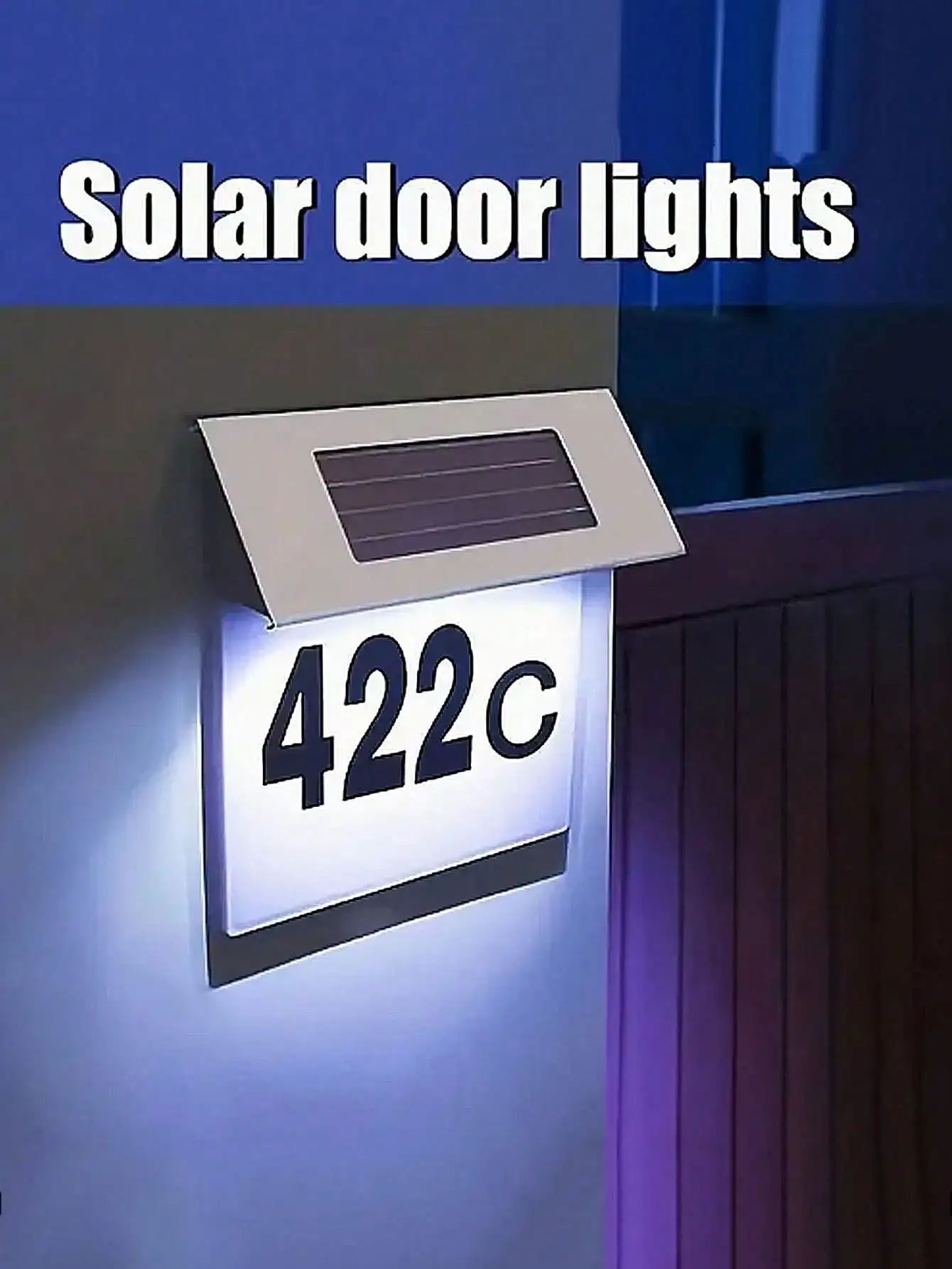 1 Pack 4LED Solar House Number Sign: Waterproof Lighted Nameplate for Home Yard Garden Gift
