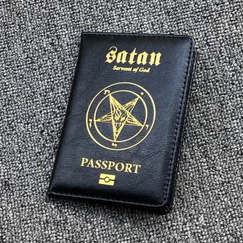 Satan Servant of God Passport Holder Pu Leather Passeport Case Women Travel Wallet Covers for Passports