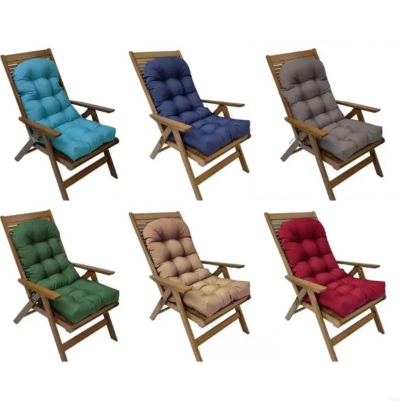Water Resistant And Sun Safe High Back Garden Chair Cushion Having modifiable Design For Outdoor Furniture 110x50cm KXRE