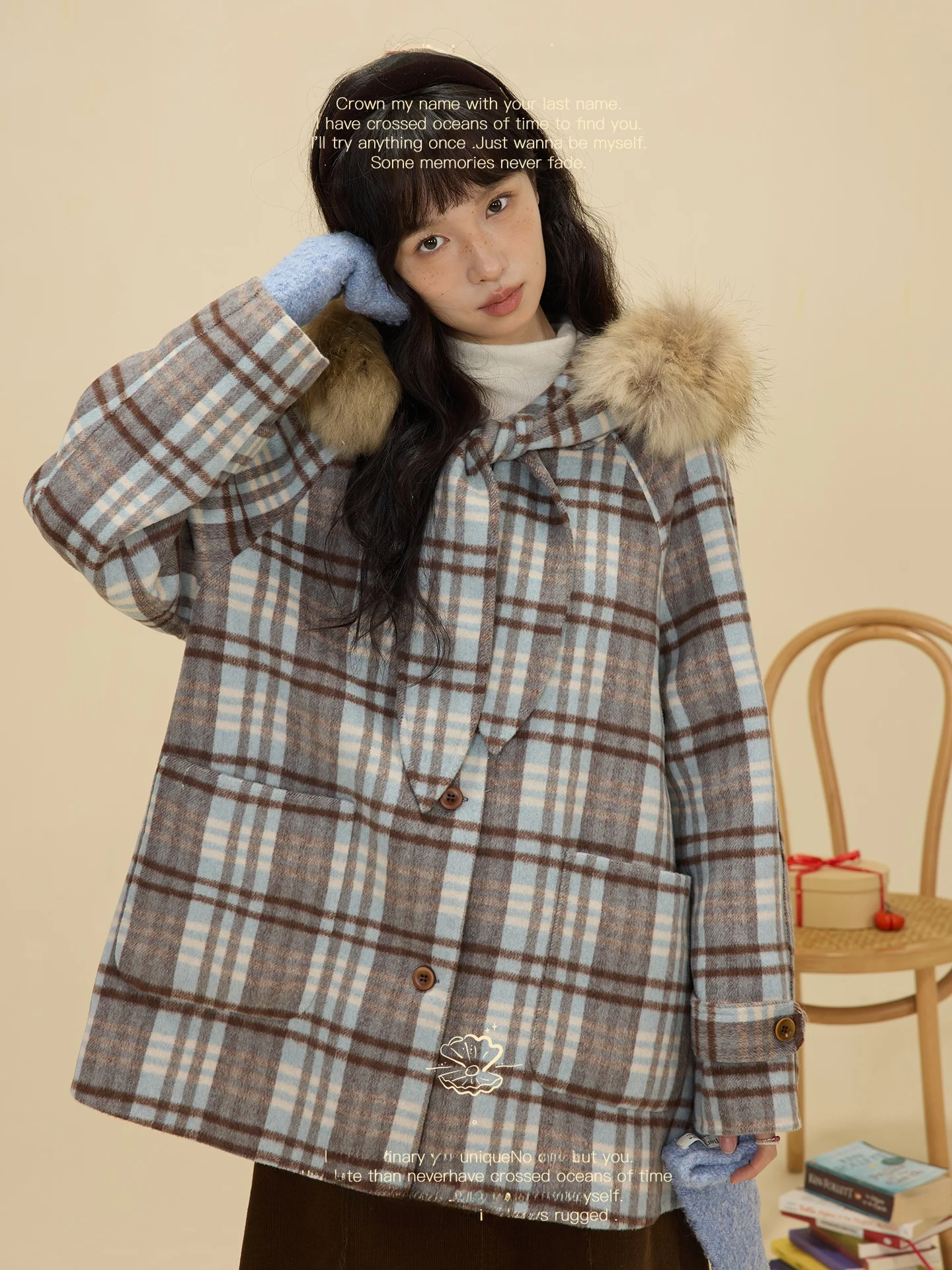 

Nov Et Winter Removable Rabbit Ear Hat Double-Faced Wool ort Coat with Fur Collar Vintage Sle Women's Online Exclusive