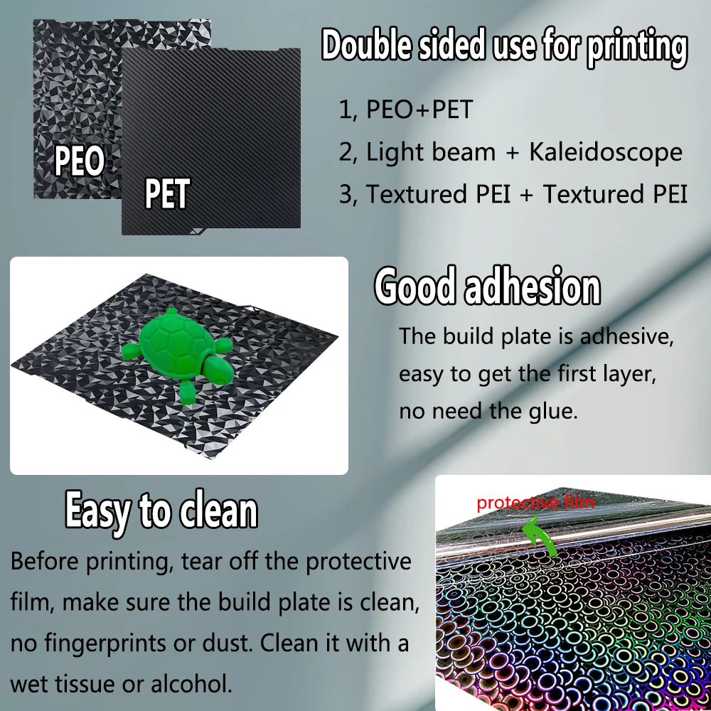 For Anycubic kobra 3 Combo Pei Sheet Smooth PEO PET Build Plate Spring Steel Sheet PEI Plate for Anycubic Kobra3 Heated Bed 4