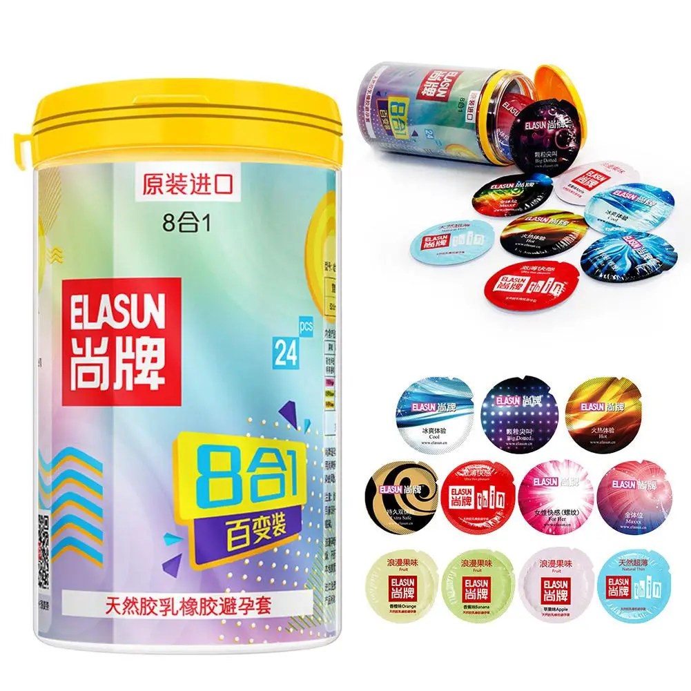 24 Teile/satz Elasun Kondome für Männer Ultra Dünne Natürliche Latex Cock Penis Sleeve Kondom Vaginale Stimulation Kondome Erwachsene Sex Produkt