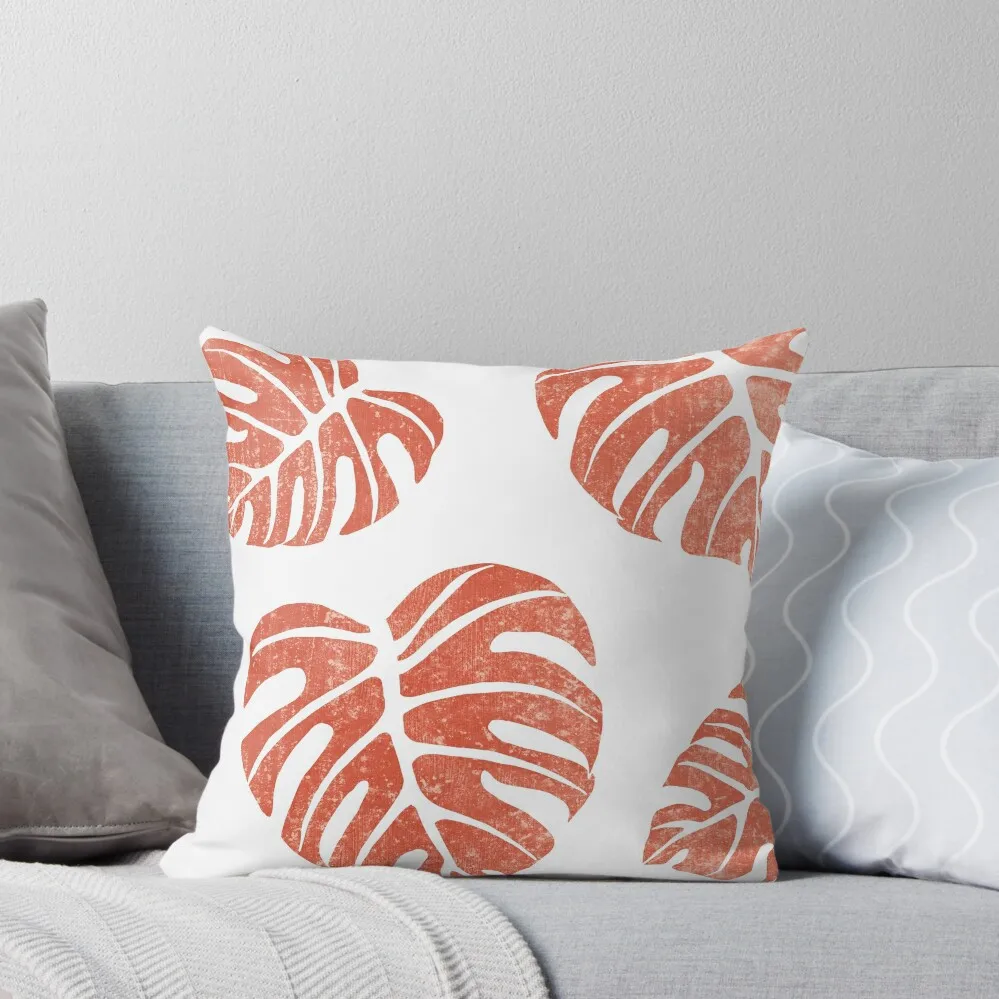 

Terracotta Leaf - Monstera - Terracotta Abstract Print - Modern, Minimal, Contemporary Abstract Throw Pillow