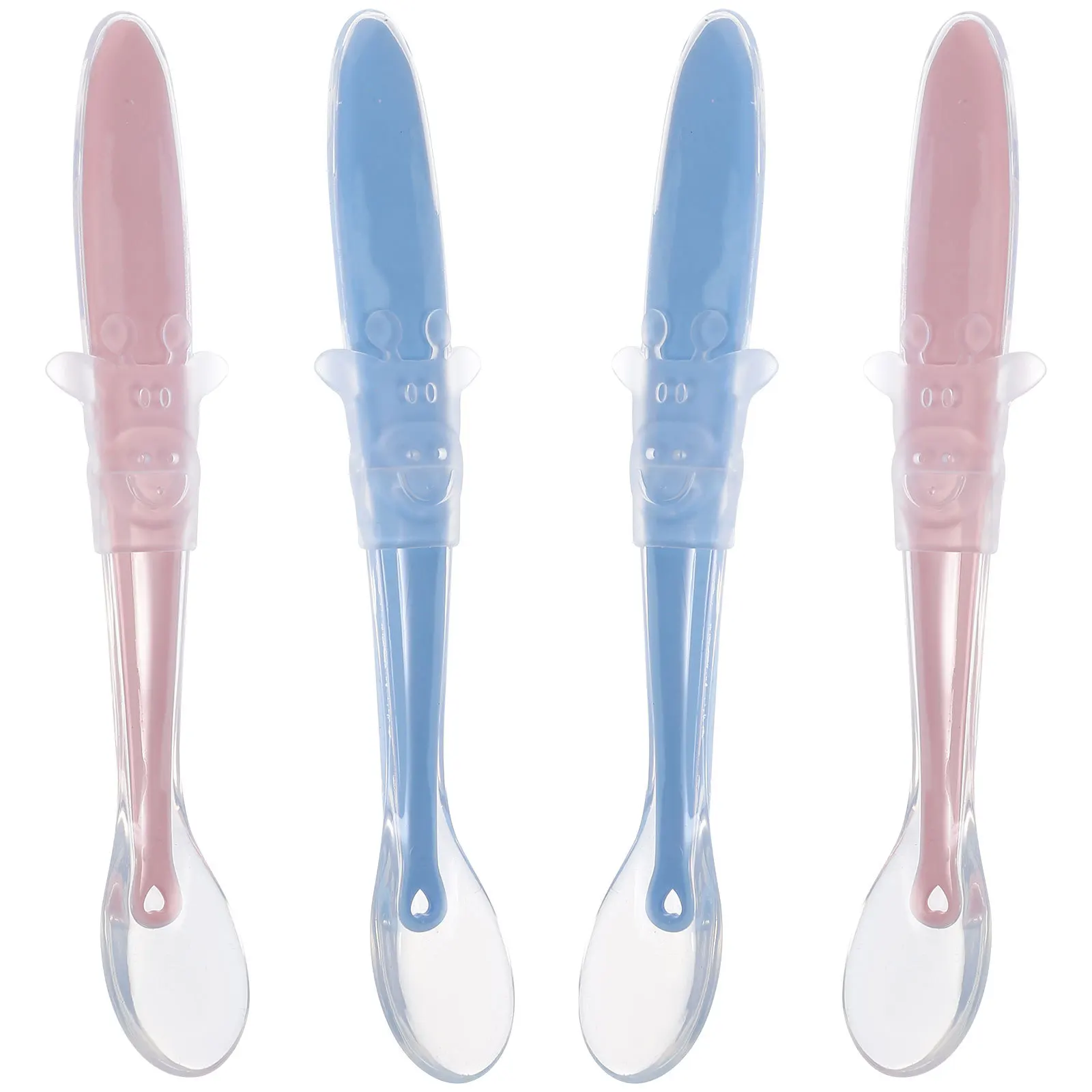 4 шт. силиконовая детская ложка для кормления младенцев, мягкая гибкая ложка для прикорма для рисовой пасты, дрессировка чистого питания