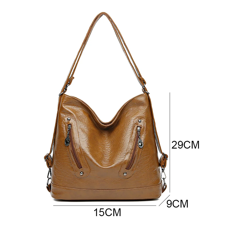 Multifunctional Soft Leather Bag 2024 Crossbody Shoulder Bag For Women Fashion Anti-theft Ladies Backpack Purses And Handbag Sac