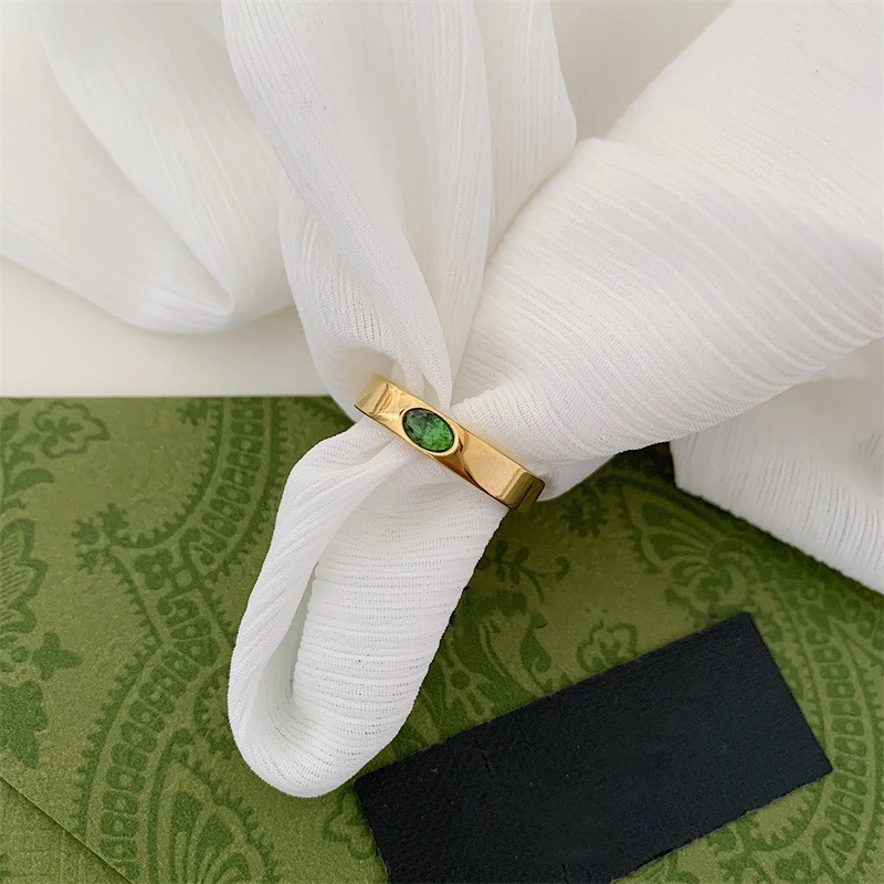 Dancy Fee Waterdicht Roestvrij Staal Groen Zirconia Love Band Ring 4Mm Stapelbare Ringen Voor