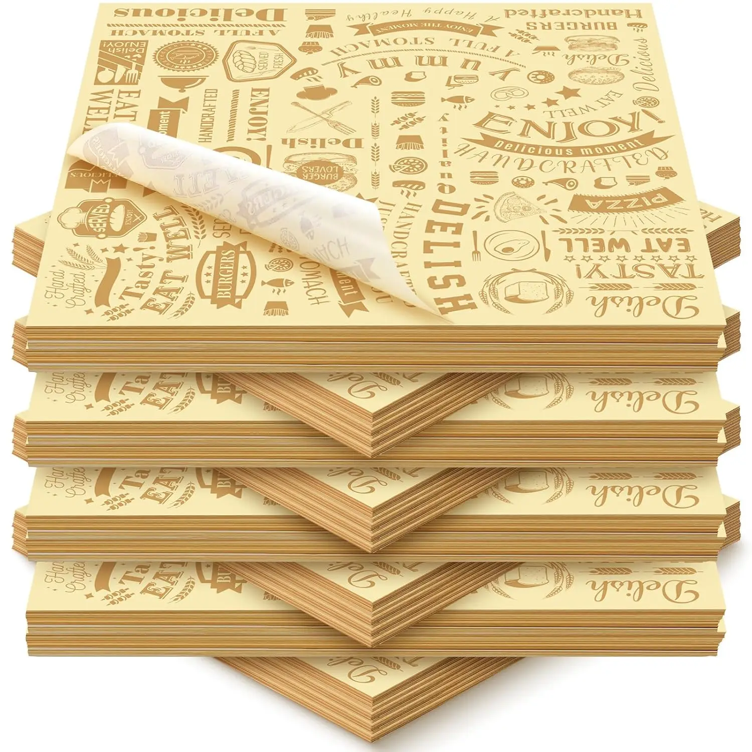 

600 Pcs 12 x 12 Inch Deli Wax Paper Sheets Grease Resistant Tray Basket Liners Newsprint Paper Water and Grease Proof Sa
