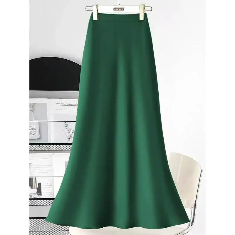 Women's French Acetate Satin Hip Wrapping Half Fish Tail Skirt Spring And Summer Medium Long Style Alternative Fashion Clothing