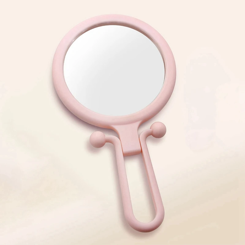 

M08K 10X Handheld Magnifier, Double Sided Folding Makeup Mirror, Portable Handheld Mirror with Adjustable Handle(Pink)