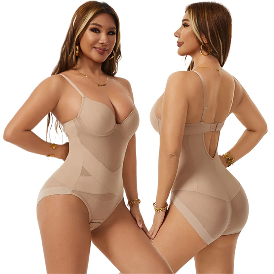 Becirzet Damen-Unterwäsche aus atmungsaktivem Mesh-Material, Bodysuits mit X-Form zur Bauchkontrolle, schlankmachende Shapewear. – Detail 9