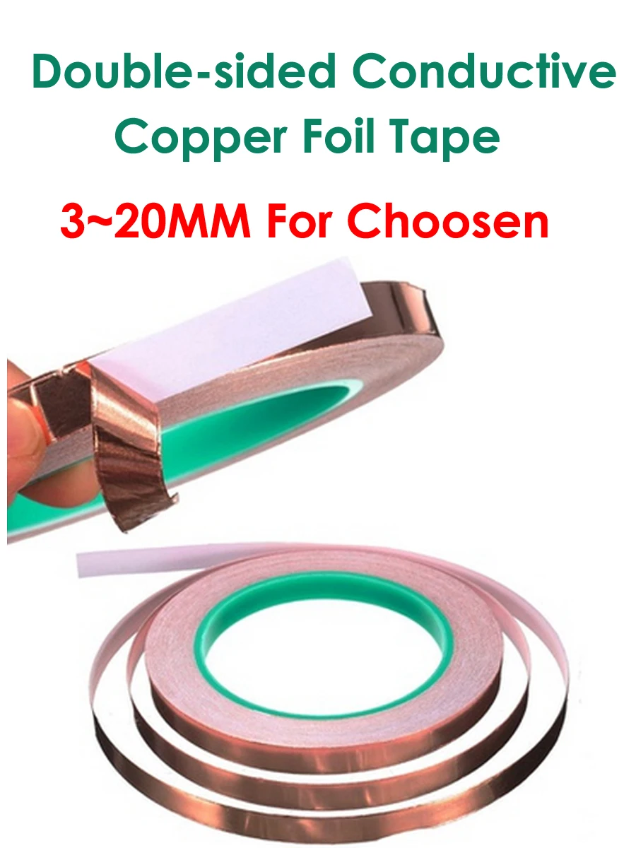 3mm-20MM*25m two sides conductive copper foil tape copper double faced double sided copper foil tape