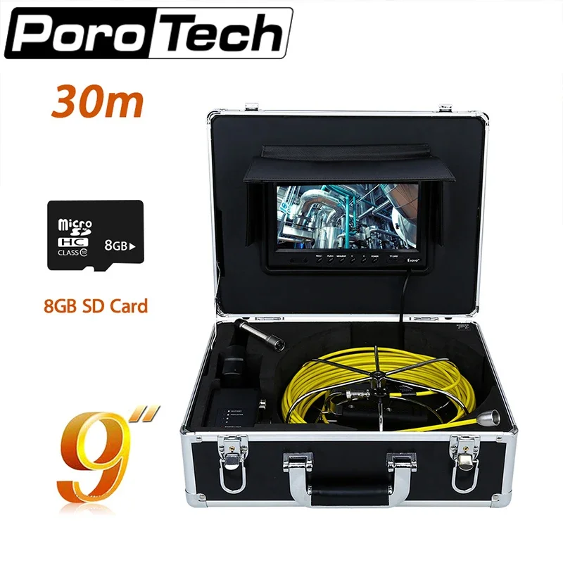

WP90B 17mm 30M yellow cables 6PCS white LEDS 1000 TVL HD Sewer Waterproof Video Camera 9inch LED Screen Drain Pipe Inspection